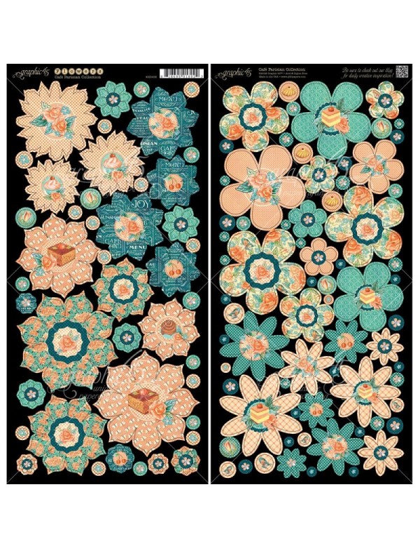 Graphic 45 Cafe Parisian Cardstock Die-Cuts 6"X12" Flowers
