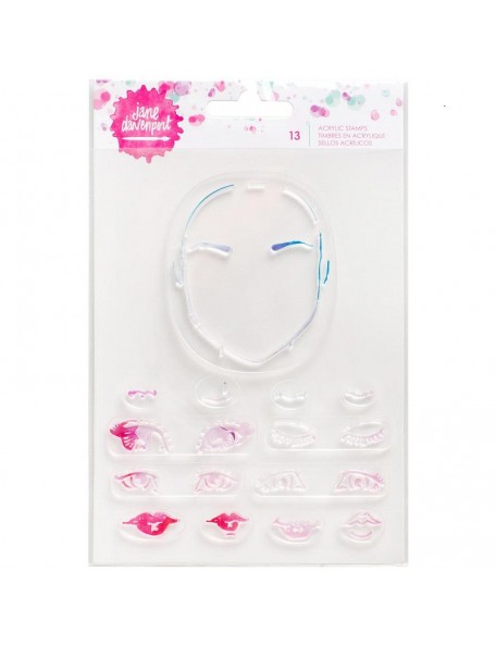 Jane Davenport Mixed Media Acrylic Stamps-Mix & Match Eyes, Nose & Mouth	