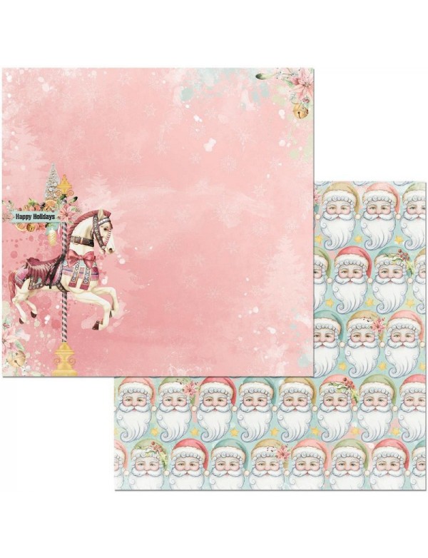 Bobounny Carousel Christmas Cardstock de doble cara 12"X12" , Carousel Christmas