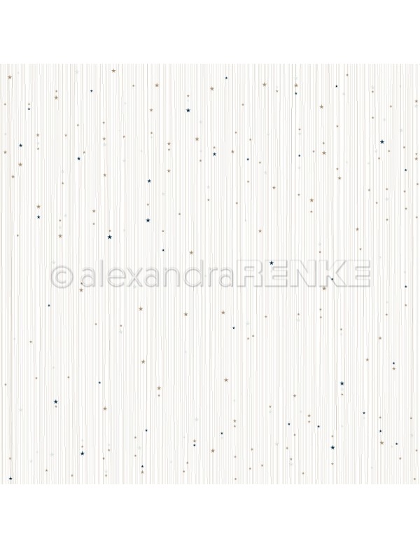 Alexandra Renke Cardstock de una cara 30,5x30,5 cm, Rayas de Estrellas Doradas con Azul/Goldene Sternenstreifen mit blau
