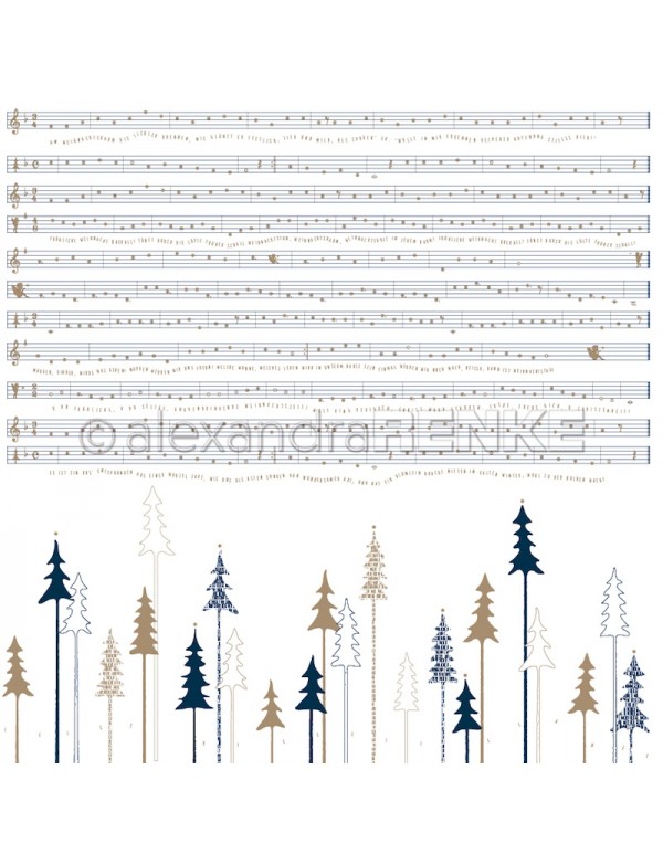 Alexandra Renke Cardstock de una cara 30,5 x 30,5 cm, Bosque de Abetos Negro/Tannenwald schwarz