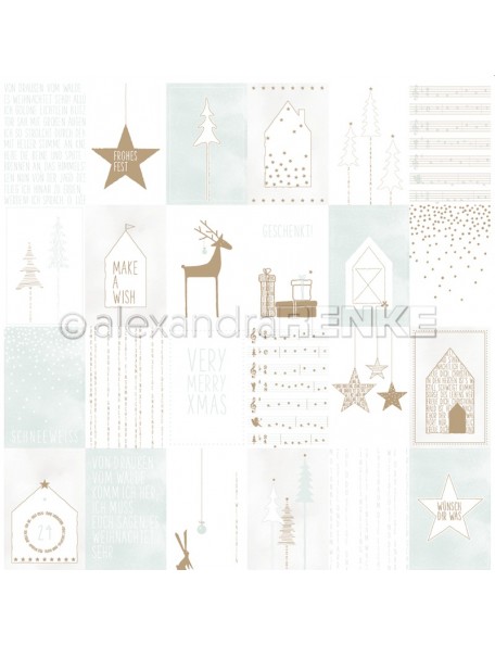 Alexandra Renke Cardstock de una cara 30,5 x 30,5 cm, Tarjetas nieve azul hielo/Kärtchenbogen Schneeweiß Eisblau