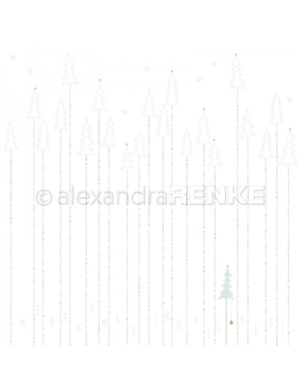 Alexandra Renke Cardstock de una cara 30,5 x 30,5 cm, Bosque dorado/Goldener Typotannenwald