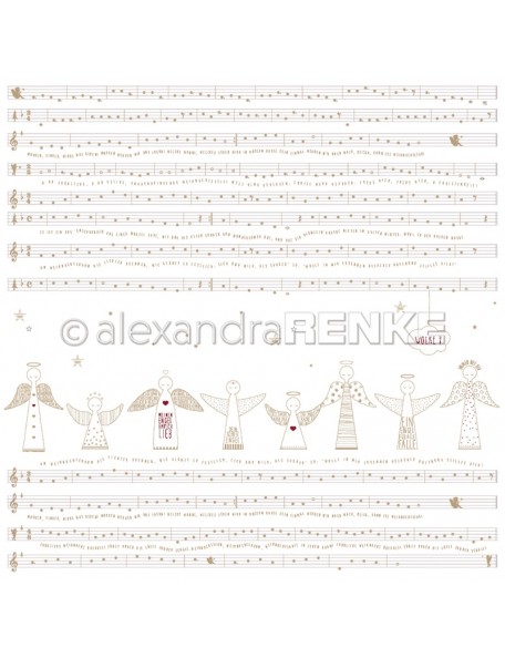 Alexandra Renke Cardstock de una cara 30,5 x 30,5 cm, Notas Musicales de Angeles/Engel Noten