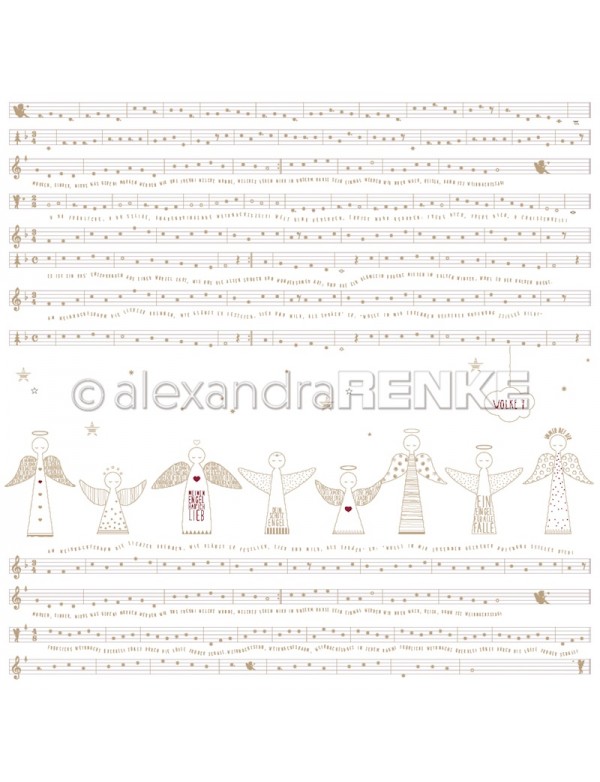 Alexandra Renke Cardstock de una cara 30,5 x 30,5 cm, Notas Musicales de Angeles/Engel Noten