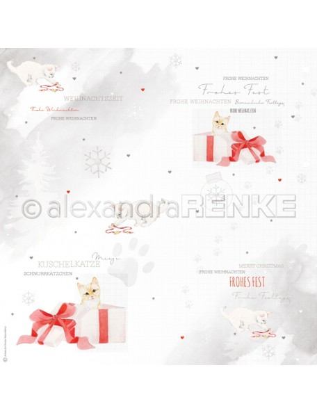 Alexandra Renke Cardstock de una cara 30,5 x 30,5 cm, Gatitos con Regalo/Geschenk Katze