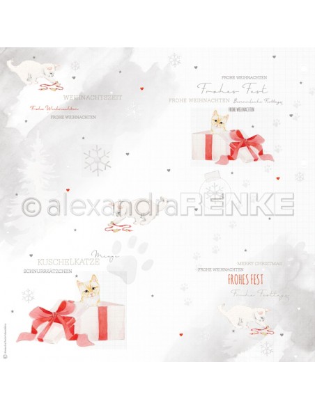 Alexandra Renke Cardstock de una cara 30,5 x 30,5 cm, Gatitos con Regalo/Geschenk Katze
