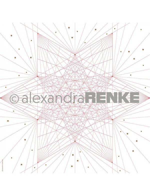 Alexandra Renke Cardstock de una cara 30,5x30,5 cm, Estrella de Hilo Rojo/Fadenstern Rot