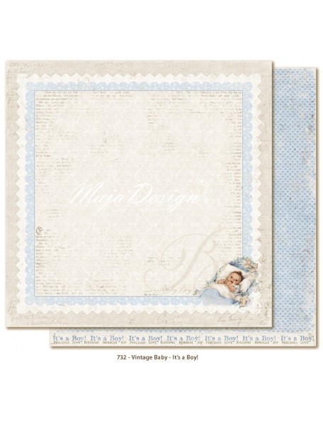 Maja Design Vintage Baby Cardstock de doble cara 12"x12", It´s a boy