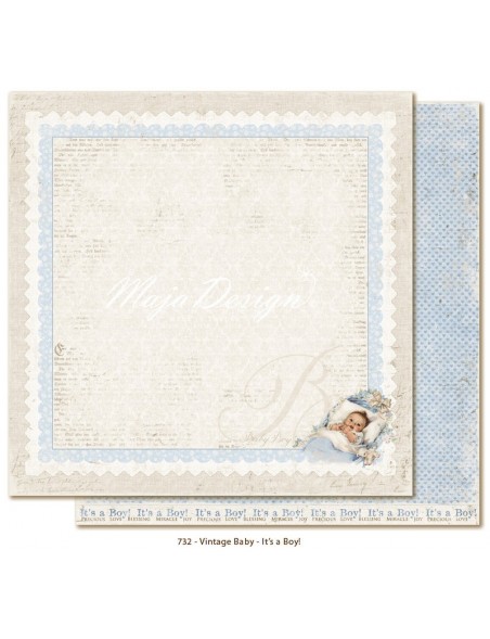 Maja Design Vintage Baby Cardstock de doble cara 12"x12", It´s a boy