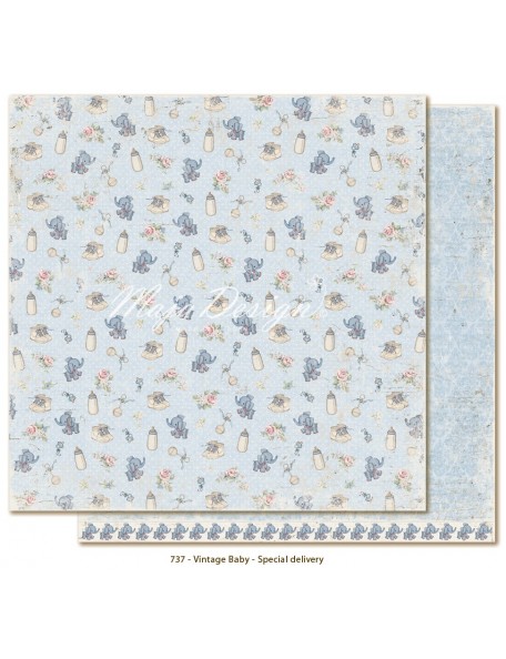 Maja Design Vintage Baby Cardstock de doble cara 12"x12", Special Delivery