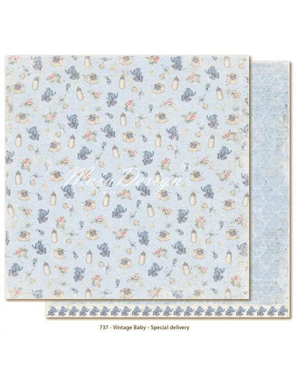 Maja Design Vintage Baby Cardstock de doble cara 12"x12", Special Delivery