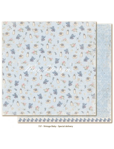 Maja Design Vintage Baby Cardstock de doble cara 12"x12", Special Delivery