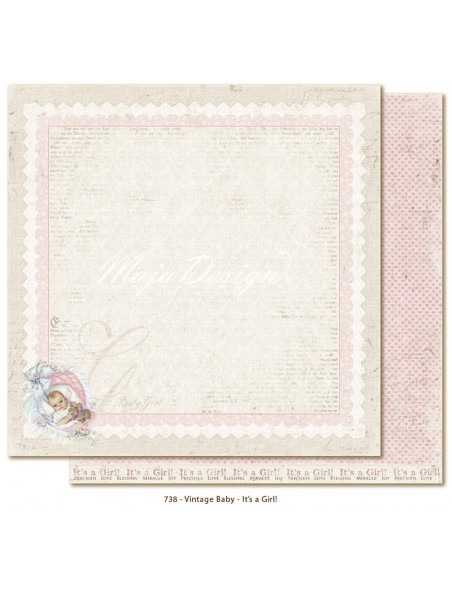 Maja Design Vintage Baby Cardstock de doble cara 12"x12", It´s a girl