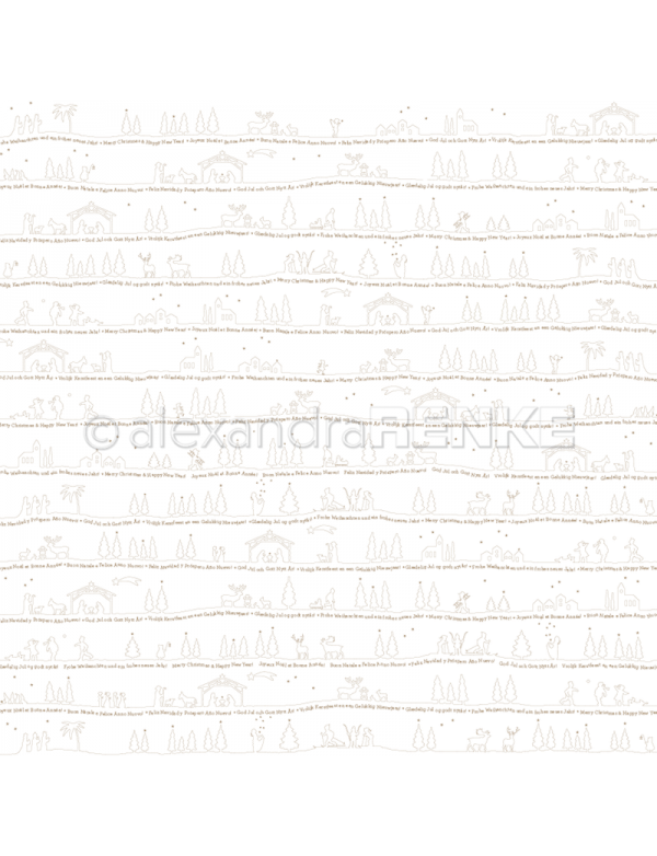 Alexandra Renke Cardstock de una cara 30,5x30,5 cm, Paisaje Dorado Navideño/Goldene Weihnachtslandschaft