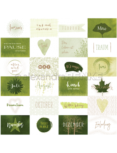 Papel Tarjetas Verde Cruzada/ Kärtchenbogen Quer Grün - Alexandra Renke