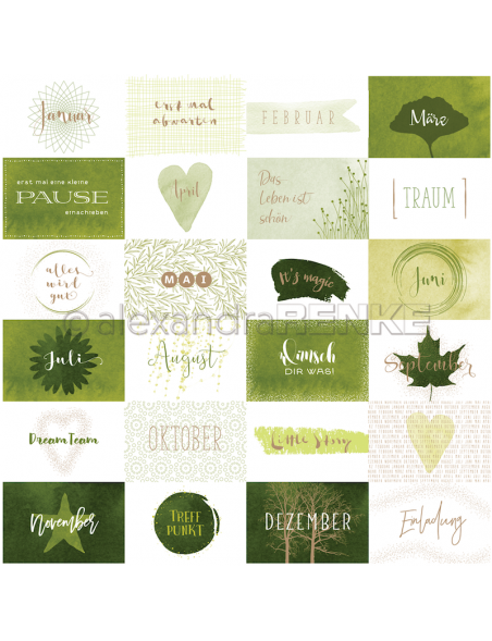 Papel Tarjetas Verde Cruzada/ Kärtchenbogen Quer Grün - Alexandra Renke