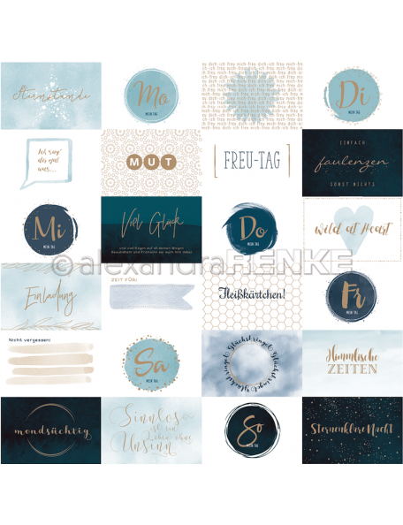 Papel Tarjetas Azul Cruzada/ Kärtchenbogen Quer Blau - Alexandra Renke