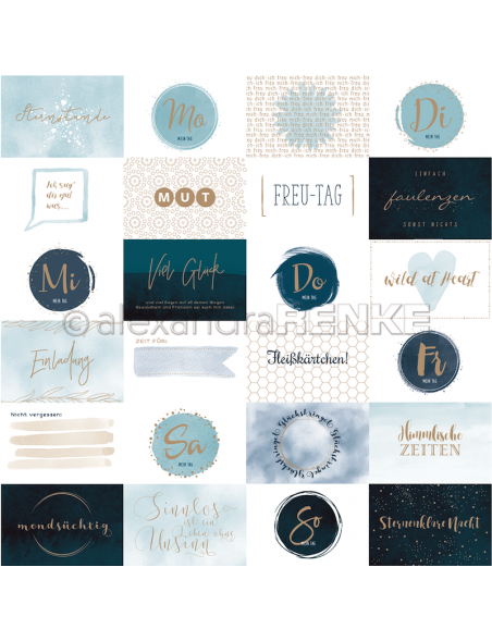 Papel Tarjetas Azul Cruzada/ Kärtchenbogen Quer Blau - Alexandra Renke