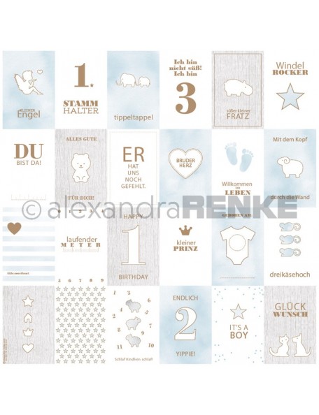 Alexandra Renke Cardstock de una cara 30,5x30,5 cm, Tarjetas Azul Bebe/Kärtchenbogen blau Baby
