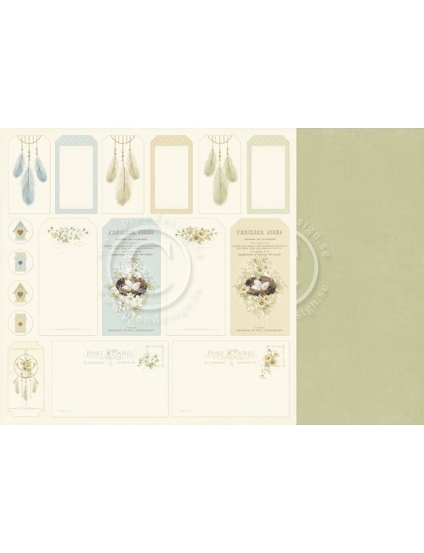 Pion Design The Songbird's Secret Cardstock de doble cara 12"x12", Tags