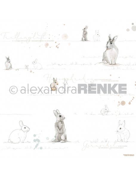 Papel Conejito Dorado Acuarela/ Aquarell Häschen gold - Alexandra Renke