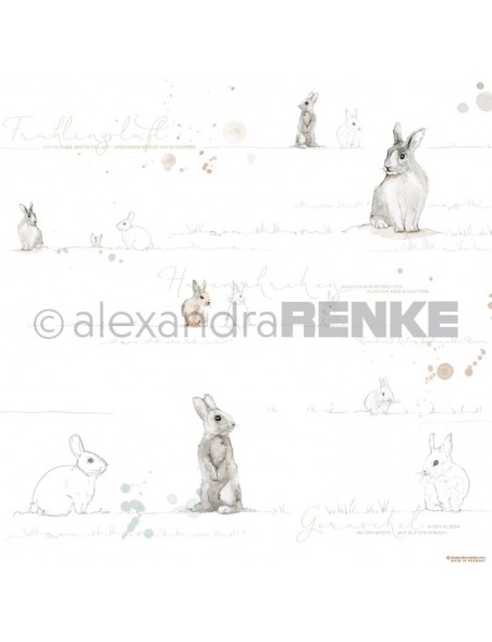 Papel Conejito Dorado Acuarela/ Aquarell Häschen gold - Alexandra Renke