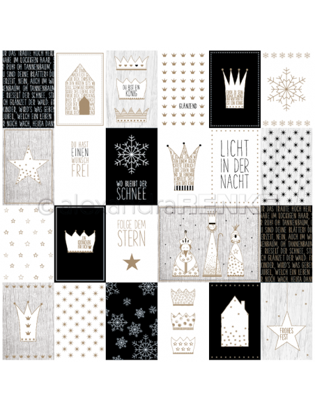 Alexandra Renke Cardstock de una cara 30,5x30,5 cm, Coronas Negras/Kärtchenbogen Kronen schwarz