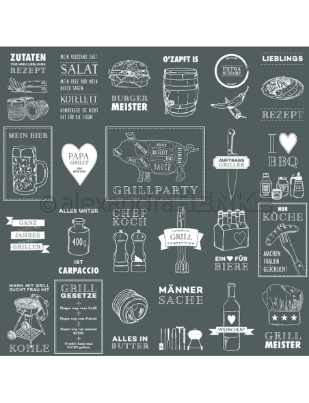 Alexandra Renke Cardstock de una cara 30,5x30,5 cm, Tarjetas de Barbacoa/Kärtchenbogen BBQ