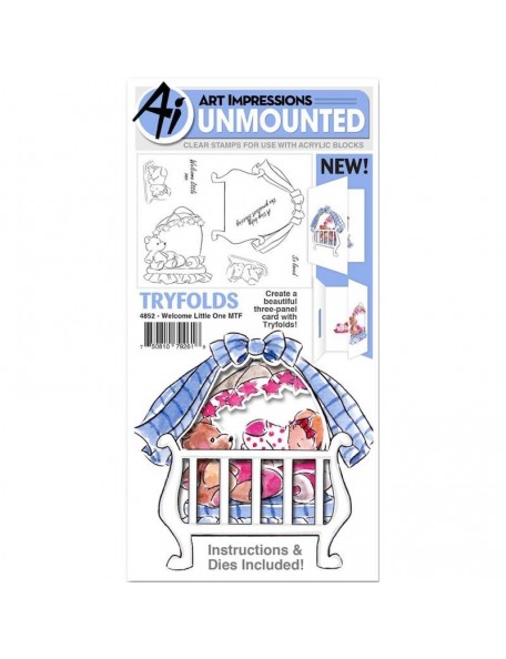 Art Impressions Mini TryFolds Stamp & Die Set, Welcome Little One	
