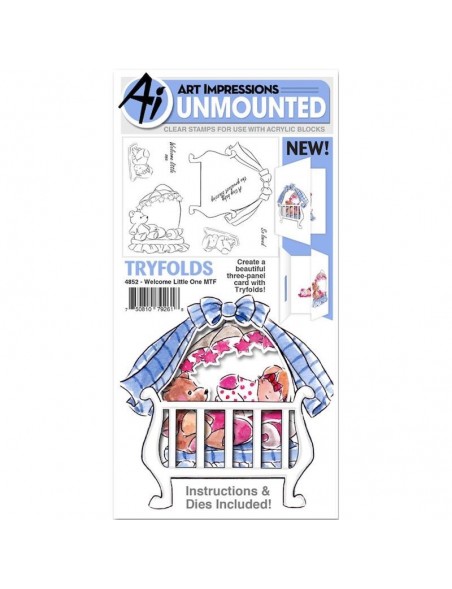 Art Impressions Mini TryFolds Stamp & Die Set, Welcome Little One	