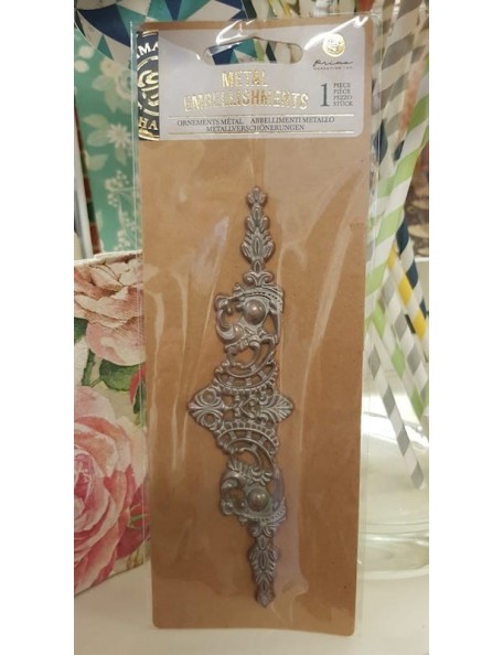 Prima Marketing Metal Embellishments W/Antique Silver Finish no. 2 Large Architectural Element 6"X1.5"