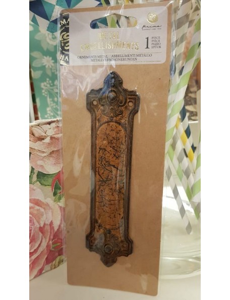Prima Marketing Metal Embellishments W/Antique Brass Finish no. 7 Backplate W/Oval Center 6"X1.5"