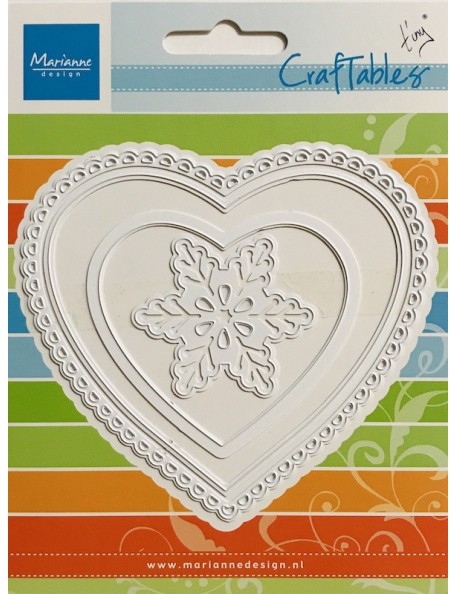 Marianne Design Craftables Dies 3 Corazones y Copo de Nieve/Hearts & Snowflake, Up To 4.25"X3.75"