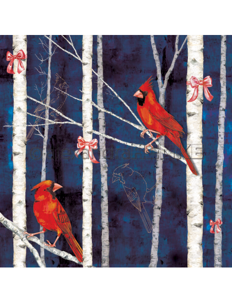 Alexandra Renke Cardstock una cara 30,5x30,5 cm, Winterbirds Kardinalsvogel