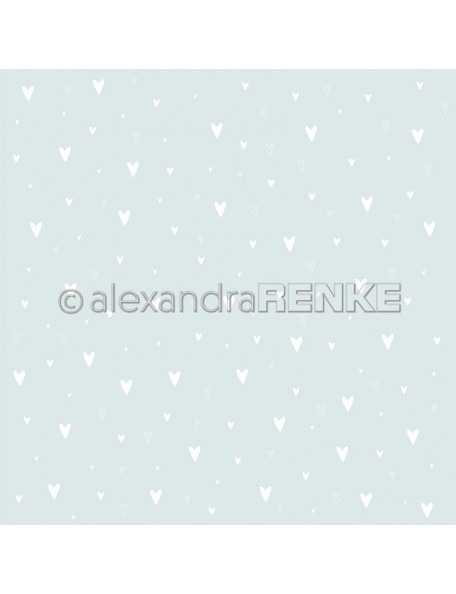 Alexandra Renke, Weiße Herzen auf Hellblau