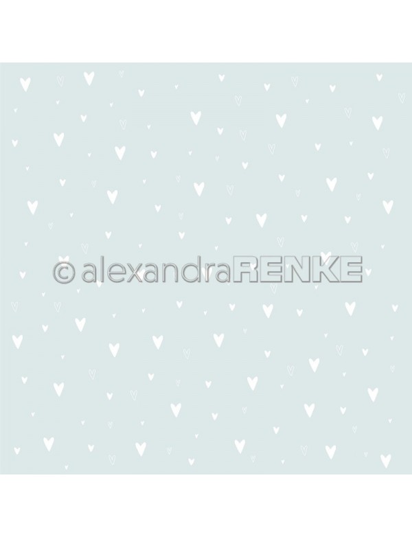 Alexandra Renke, Weiße Herzen auf Hellblau
