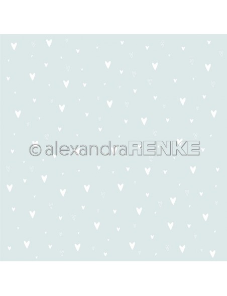 Alexandra Renke, Weiße Herzen auf Hellblau