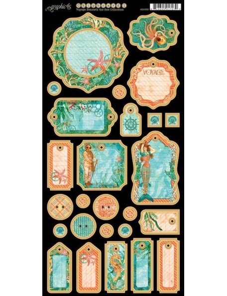 Graphic 45 Voyage Beneath The Sea Chipboard Troquelados 6"X12" 