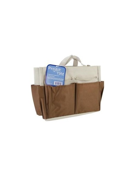 Allary Project Tote 9.5"X8.5"X5" Brown & Ecru