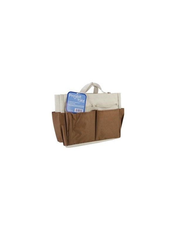 Allary Project Tote 9.5"X8.5"X5" Brown & Ecru