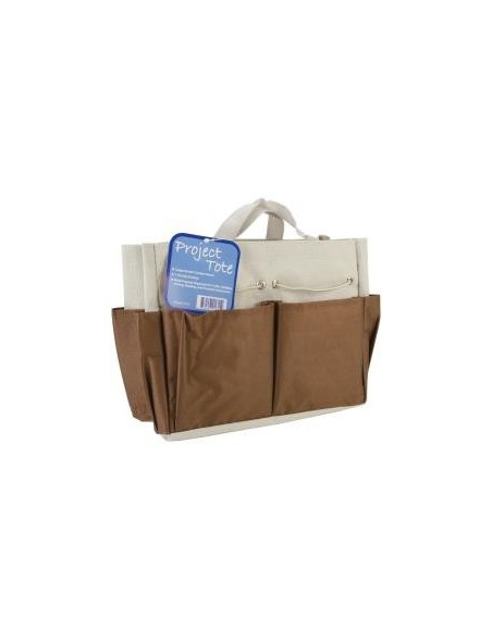 Allary Project Tote 9.5"X8.5"X5" Brown & Ecru