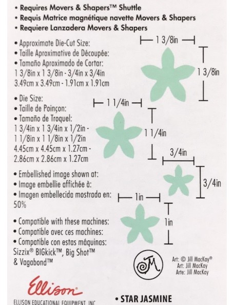 Sizzix Movers & Shapers Magnetic Die W/Thinlits By Jill Mac Star Jasmine