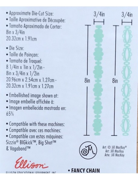 Sizzix Movers & Shapers Magnetic Die W/Thinlits By Jill Mac Fancy Chain