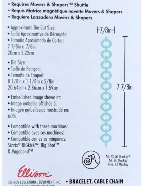 Sizzix Movers & Shapers Magnetic Die By Jill MacKay Cable Chain Leather Bracelet
