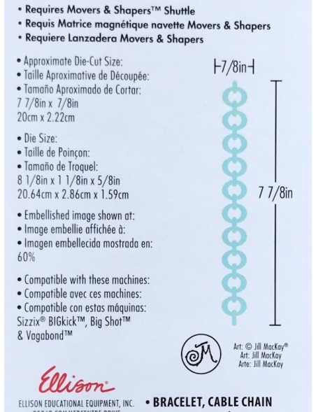 Sizzix Movers & Shapers Magnetic Die By Jill MacKay Cable Chain Leather Bracelet