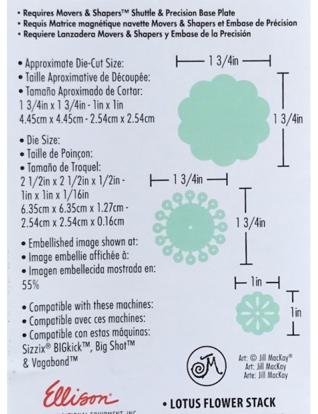 Sizzix Movers & Shapers Magnetic Die W/Thinlits By Jill Mac Lotus Flower Stack