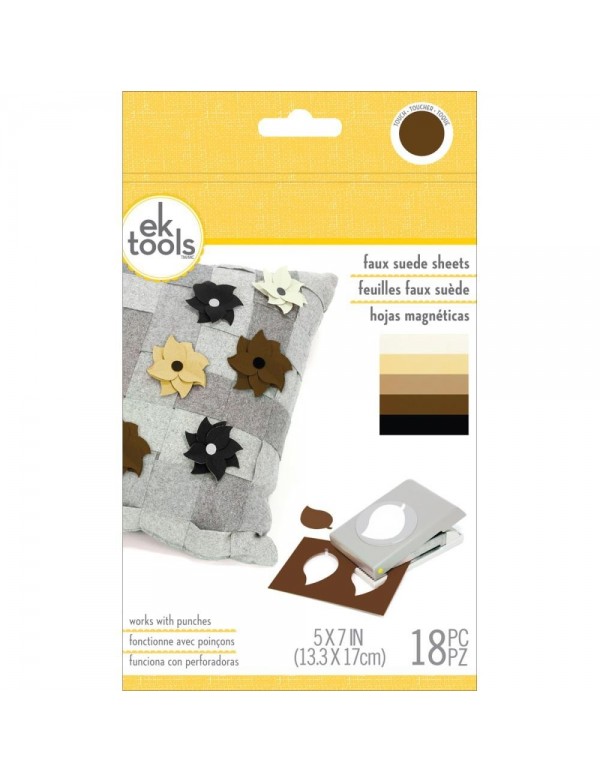 Ek Tools Gamuza Sintetica/ Faux Suede, 18 Hojas Neutrals, 5''x7''