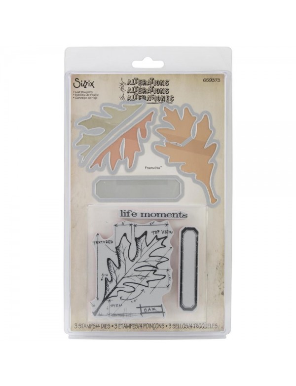 Sizzix Framelits set de troquel y sello, Plano de la hoja/Leaf Blueprint Descatalogado